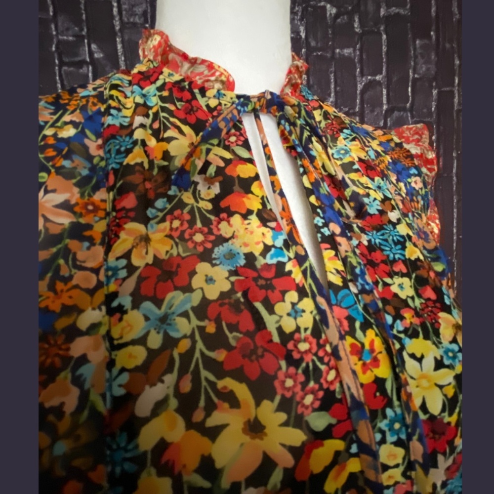 Floral Baby Doll Ruffle Dress Boho Style  Size XS Boho Cottage Core